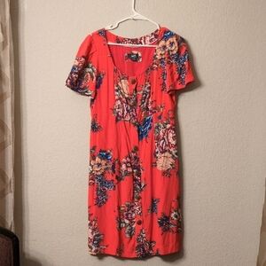 Mauve V-Neck Button Up Sundress By Anthropologie
